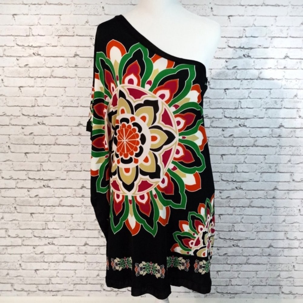 Cristinalove Black Multi One-Shoulder Dress New